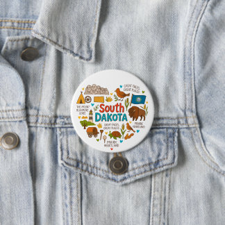 Whimsical South Dakota Retro Reisiconen Ronde Button 7,6 Cm
