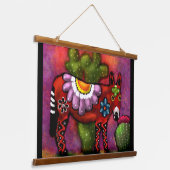 Whimsical Southwest Donkey & Bird Red Green Hangend Wandkleed (Gebogen)