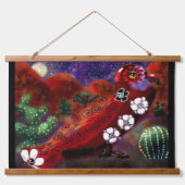 Whimsical Southwest Donkey & Bird Red Green Hangend Wandkleed (Voorkant 2)