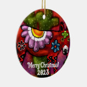 Whimsical Southwest Floral Talavera-stijl ezel Keramisch Ornament (Rechts)