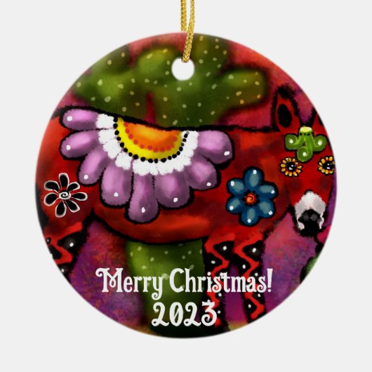 Whimsical Southwest Floral Talavera-stijl ezel Keramisch Ornament (Voorkant)