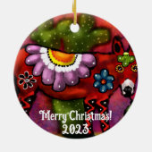 Whimsical Southwest Floral Talavera-stijl ezel Keramisch Ornament (Achterkant)