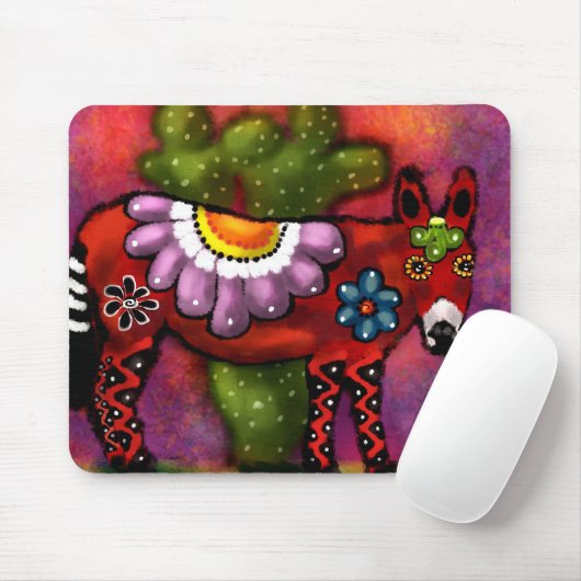 Whimsical Southwest Floral Talavera-stijl ezel Muismat (Met muis)