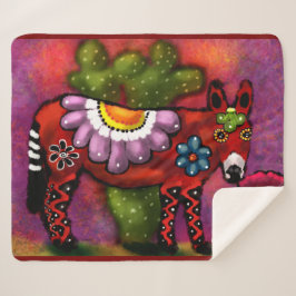 Whimsical Southwest Floral Talavera-stijl ezel Sherpa Deken