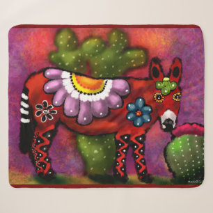 Whimsical Southwest Floral Talavera-stijl ezel Sherpa Deken