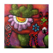 Whimsical Southwest Floral Talavera-stijl ezel Tegeltje (Voorkant)