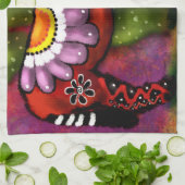 Whimsical Southwest Floral Talavera-stijl ezel Theedoek (Gevouwen)