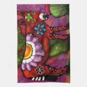 Whimsical Southwest Floral Talavera-stijl ezel Theedoek (Verticaal)