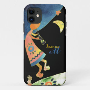 Whimsical Southwest Kokopelli Monogram iPhone 5 Case-Mate iPhone Case