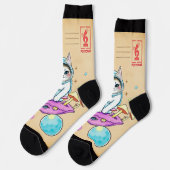 Whimsical Space Cat Retro Sokken (Links)
