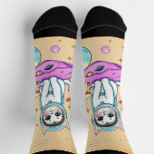 Whimsical Space Cat Retro Sokken (Top)
