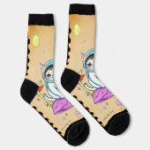 Whimsical Space Cat Retro Sokken (Rechts)