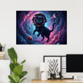 Whimsical Space Cat Wall Art Print for Cat Lovers (Thuiskantoor)