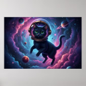 Whimsical Space Cat Wall Art Print for Cat Lovers (Voorkant)