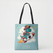 Whimsical Space Cowboy Riding Rocket Tote Bag (Voorkant)