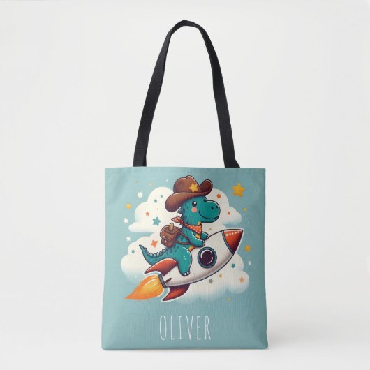 Whimsical Space Cowboy Riding Rocket Tote Bag (Voorkant)