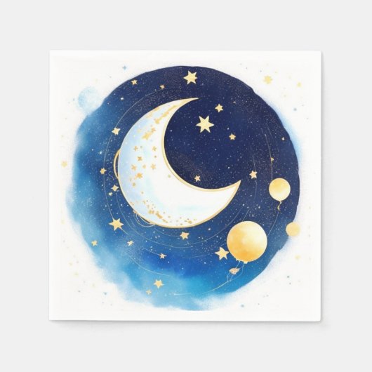 Whimsical Space en Moon Boy Baby shower Servet (Voorkant)