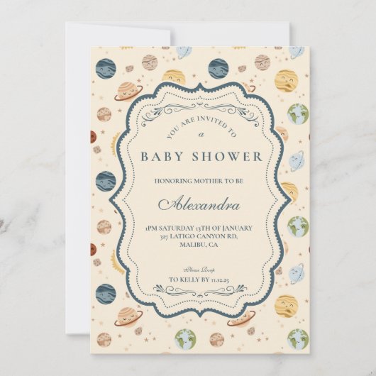 Whimsical Space Nursery Baby Shower Kaart (Voorkant)