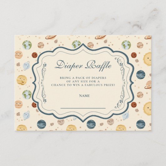 Whimsical Space Nursery Diapper Raffle Informatiekaartje (Voorkant)