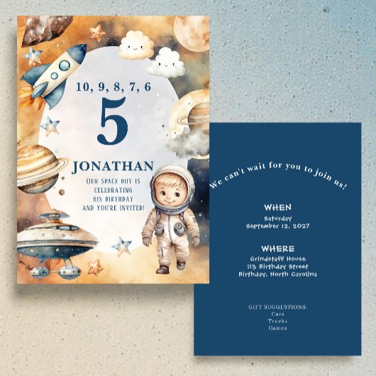 Whimsical Space Personalized Birthday Invitation Kaart