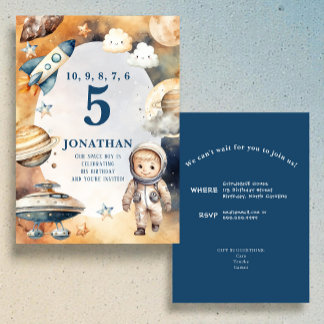 Whimsical Space Personalized Birthday Invitation Kaart