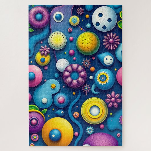Whimsical Space Shapes - Kleurrijke Abstracte Kosm Legpuzzel (Verticaal)