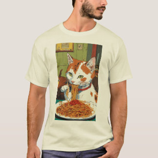 Whimsical Spaghetti Cat - Hergé-geïnspireerd T-shi T-shirt