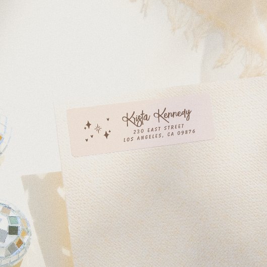 Whimsical Sparkles & Hearts Retouradres Etiket