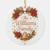 Whimsical Sparkly Script Familie Kerstmis Keramisch Ornament (Voorkant)
