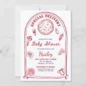 Whimsical Special Delivery  Baby Shower Invitation Kaart (Voorkant)
