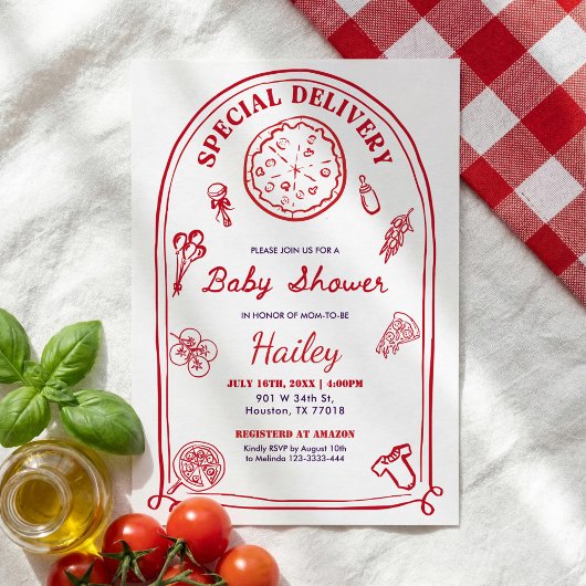 Whimsical Special Delivery  Baby Shower Invitation Kaart