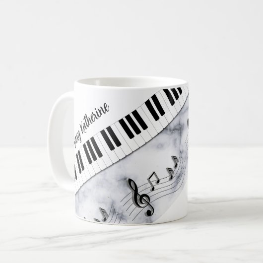 Whimsical Specialized Piano Keys Black White Koffiemok (Voorkant links)
