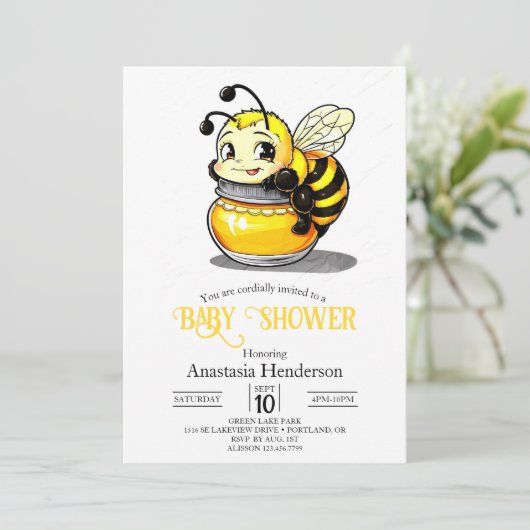 Whimsical speels bijen Baby shower Kaart (Staand voorkant)