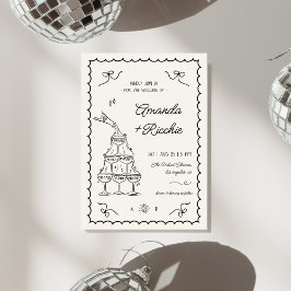 Whimsical speelse champagne toren Doodle bruiloft Kaart