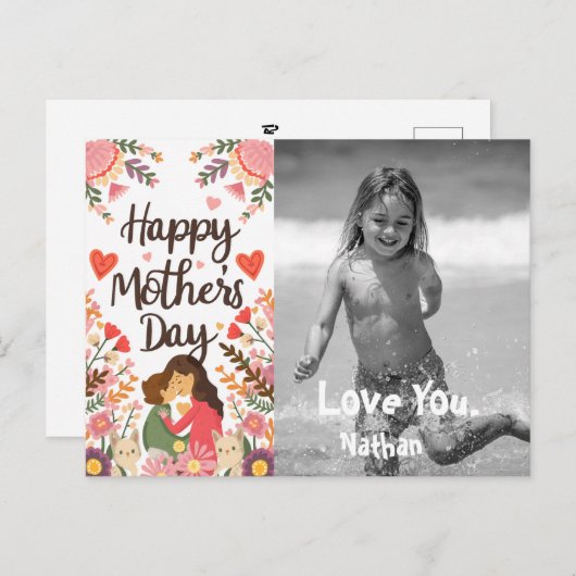 *~* Whimsical Speelse Moederdag AP72 Foto Feestdagenkaart (Voorkant / Achterkant)