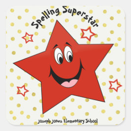 Whimsical Spelling Superstar School Vierkante Sticker