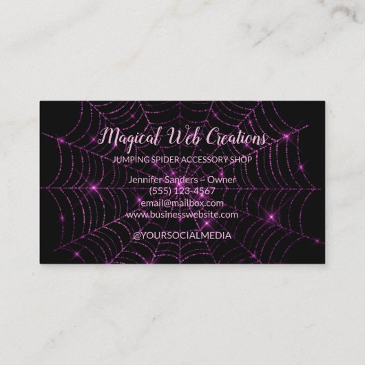 Whimsical Spider Web Pet Shop Breeder Service Visitekaartje (Achterkant)