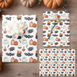 Whimsical Spinnen Halloween Inpakpapier Vel