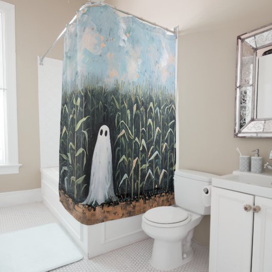 Whimsical spookmaïs veld olieverfschilderij douchegordijn (In situ)