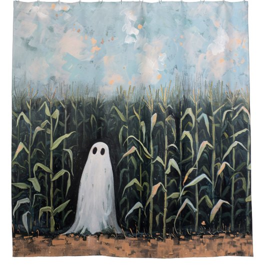 Whimsical spookmaïs veld olieverfschilderij douchegordijn (Voorkant)