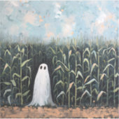 Whimsical spookmaïs veld olieverfschilderij sticker (Voorkant)