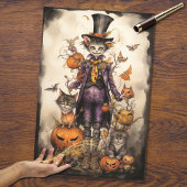 Whimsical Spooky Cat 4 Halloween Decoupage Papier