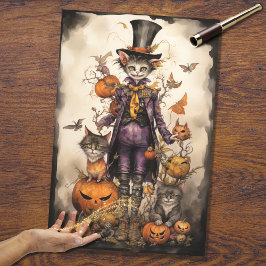 Whimsical Spooky Cat 4 Halloween Decoupage Papier