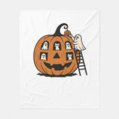 Whimsical Spooky Pumpkin met geesten, katten en ha Fleece Deken (Voorkant)