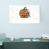 Whimsical Spooky Pumpkin met geesten, katten en ha Spandoek (Beurs)