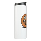 Whimsical Spooky Pumpkin met geesten, katten en ha Thermosbeker (Gedraaid links)