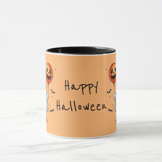 Whimsical Spooky Schattigee Ghost Halloween Mok (Midden)