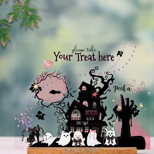 Whimsical "Spooky Treat" Halloween acryl teken Bord