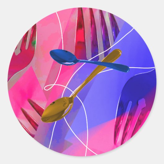 Whimsical Spoons and Forks Sticker (Voorkant)