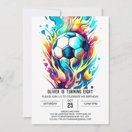 Whimsical Sport Printable Voetbal Verjaardag Kaart (Voorkant)